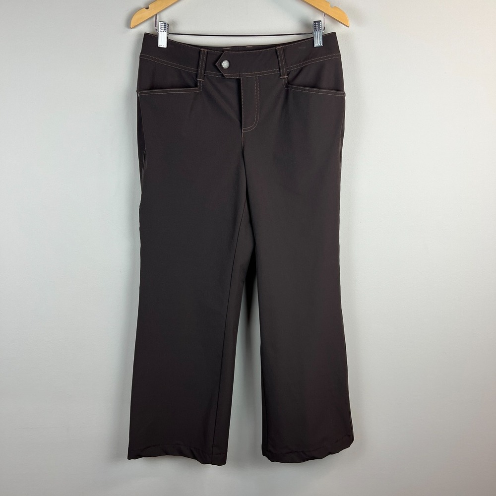 Athleta Adjustable Waist Pants Women 8T Brown Wide Leg Hiking Leg Utility 8 Tall